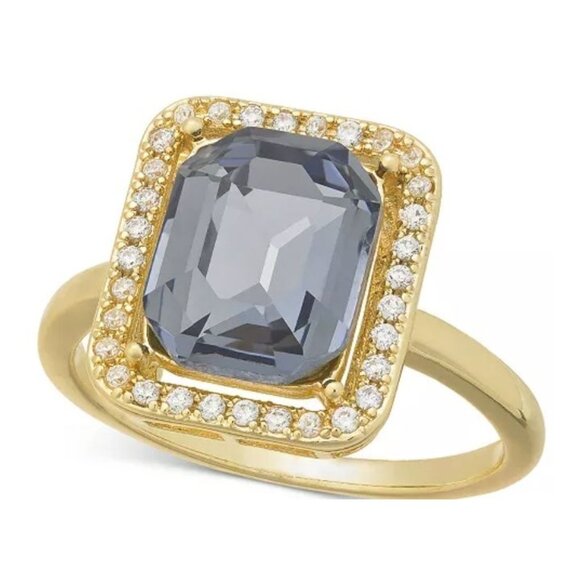 Charter Club Gold-Tone Pavé & Cushion-Cut Purple Cubic Zirconia Ring Size 8 NWOT - Picture 1 of 7